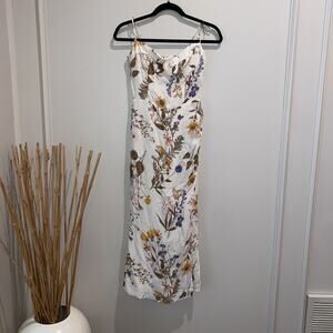 REFORMATION Kourtney in Frolic Floral Tie Strap Georgette Midi Dress 0P